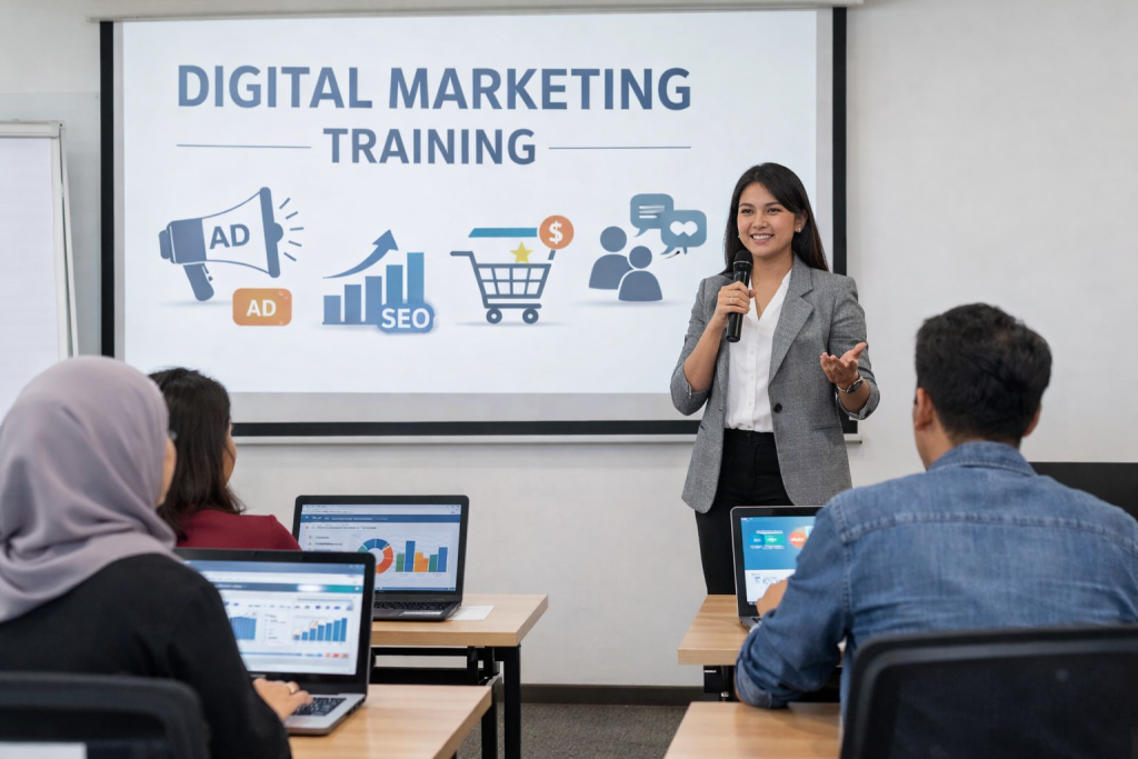 Pelatihan sertifikasi pemasaran daring untuk meningkatkan kompetensi digital