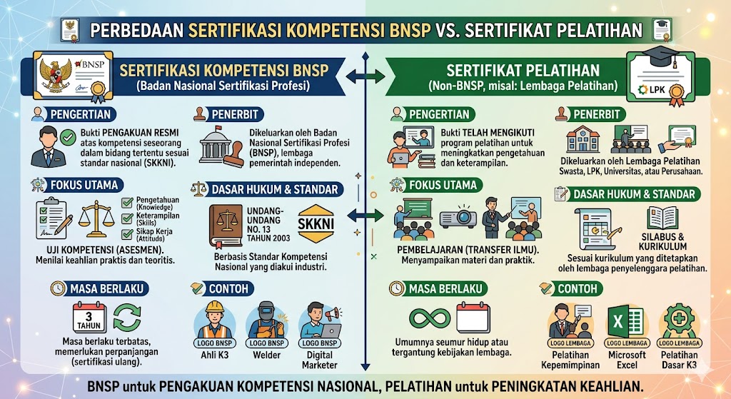 LSP Geti - Perbedaan Sertifikasi BNSP dan Sertifikat Pelatihan
