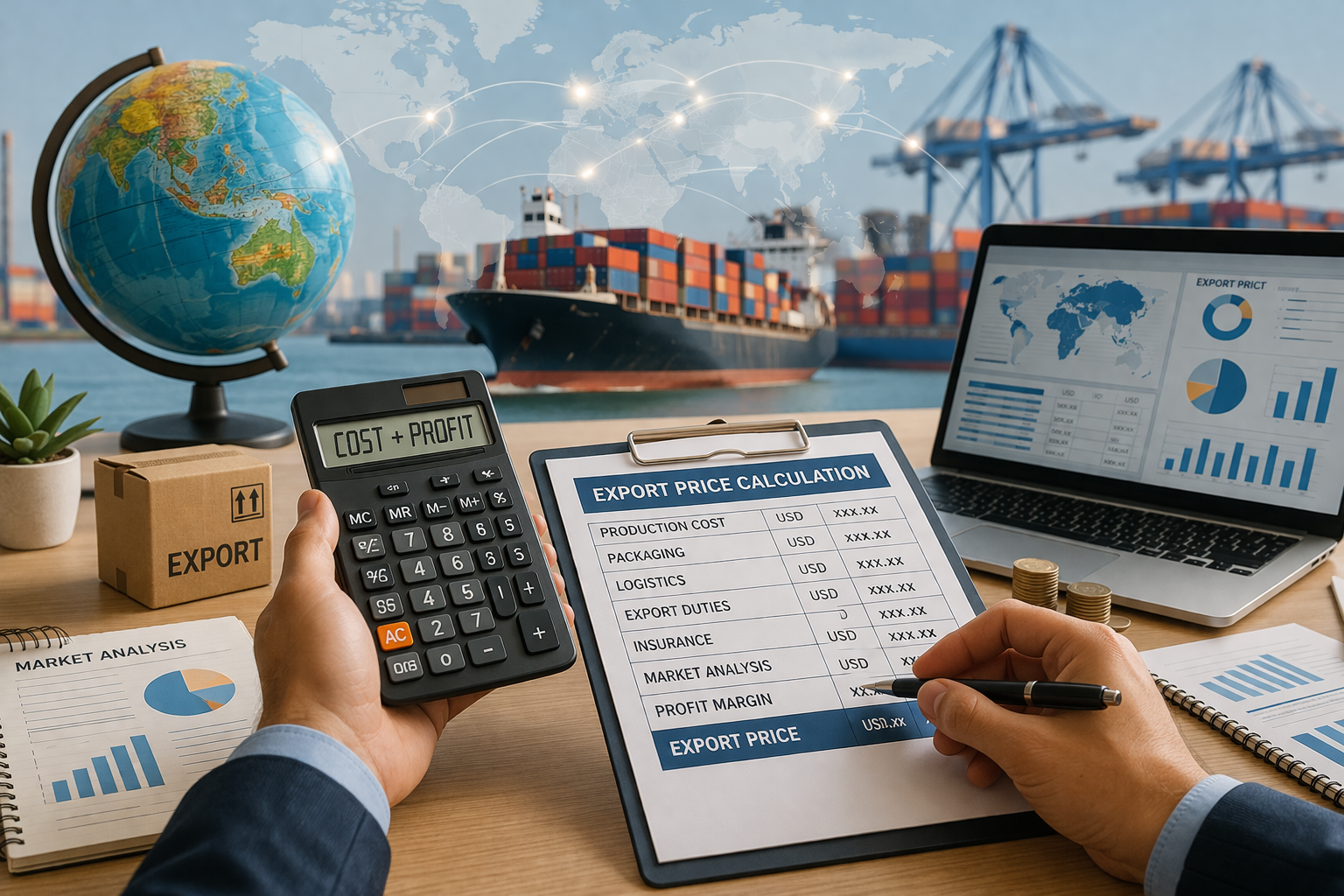 Ilustrasi penentuan harga jual ekspor dengan analisis biaya dan perdagangan global